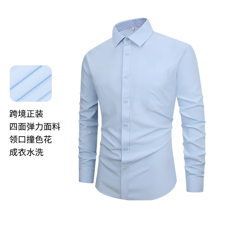 Beige Mens Solid Shirts Long Sleeve Fashion Casual Social Dress Shirt for Wedding Party Men Clothing 250919