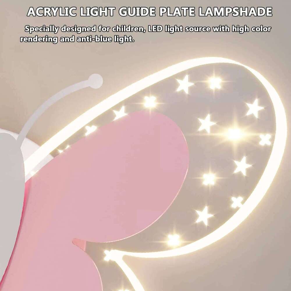 Creativity Butterfly Children's Lamp Pink Pull Switch Wall Sconces Indoor Bedside Room Aisle Decorative Lights Z260227