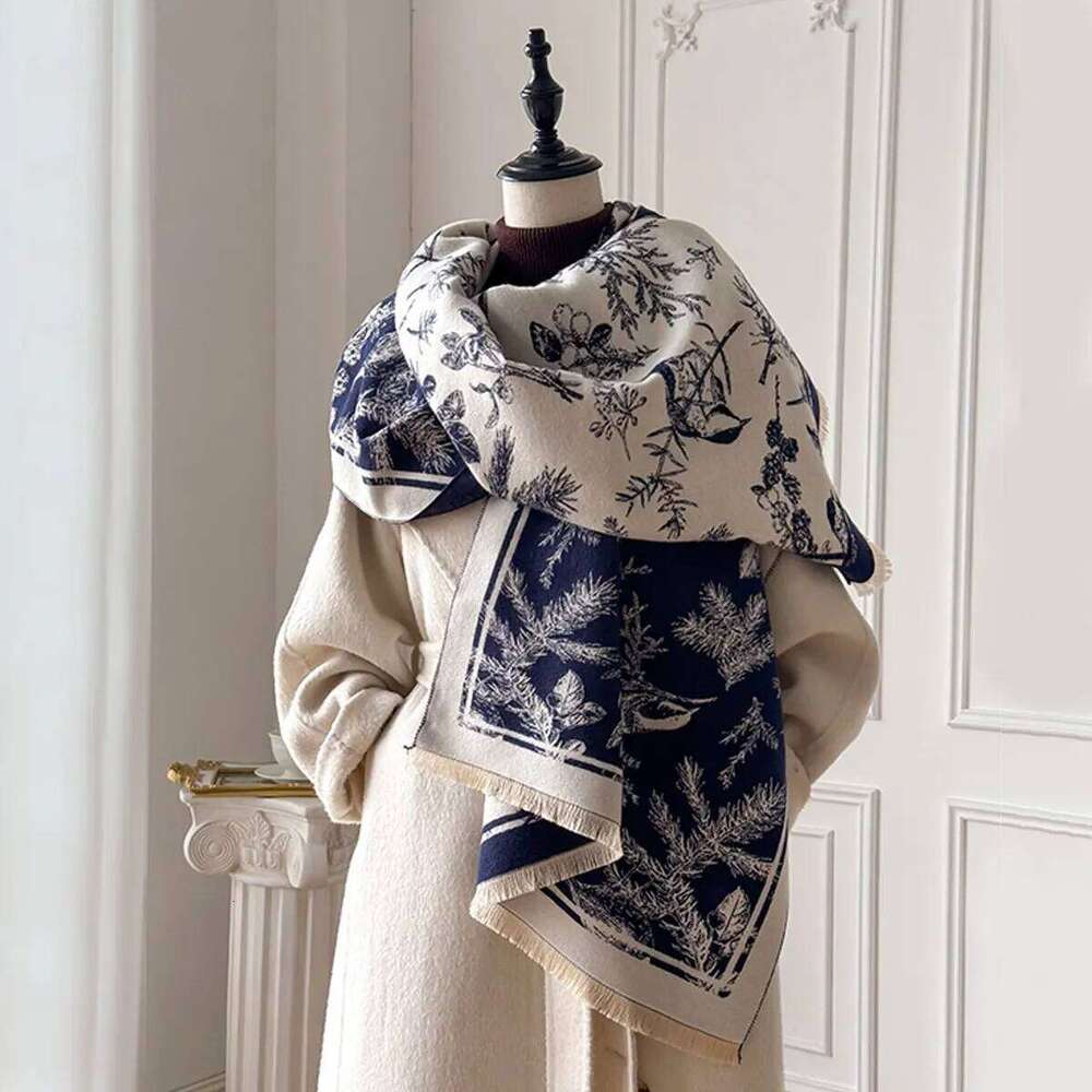 New Two-Sided Magpie Print Scarf for Women Warmer Winter Cashmere Pashmina Scarves Shawls Female Thick Blanket Wraps Foulard Z260226