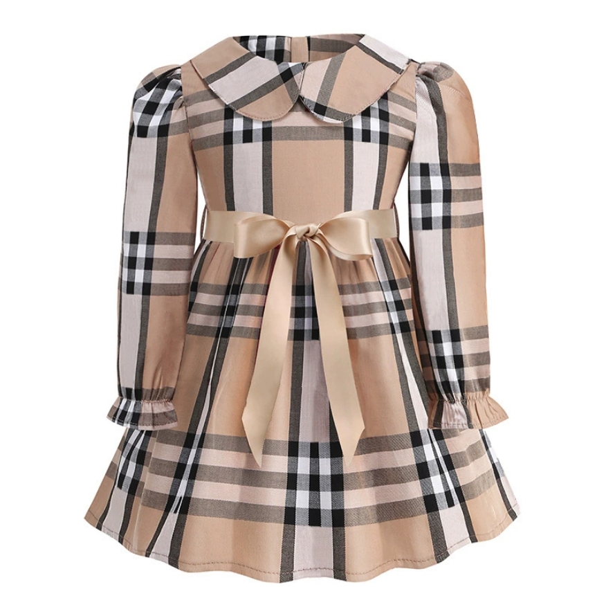 Designer Kids Clothes Baby Girls Dress Kids Lapel College Wind Bowknot Short Sleeve Pleated Polo Shirt Skirt Children Casual Girl Designer Kids Clothing Dress