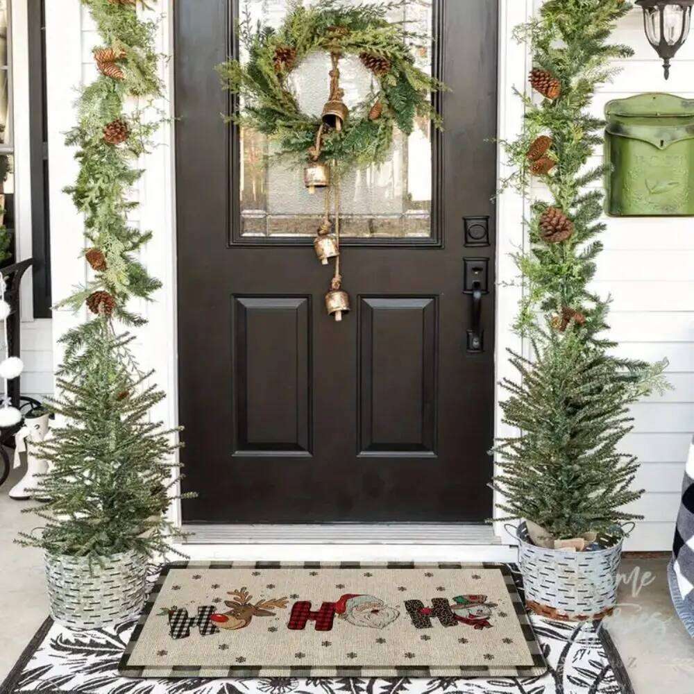 VIKAMA Christmas Happy Welcome Santa Claus Reindeer Kitchen Carpet Entrance Floor Mat Holiday Home Decoration H260226