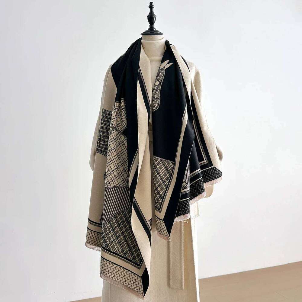 Women Luxury Horse Print Winter Poncho Shawl Animal Imitation Cashmere Scarves Pashmina Wraps Thick Warm Female Blanket Scarf Z260226