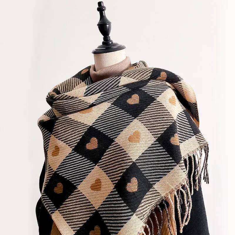 2025 Women Latest Jacquard Scarf Imitation Cashmere Soft Warm long Fringe Shawl Autumn Winter Coldproof Windproof Blanket Z260226