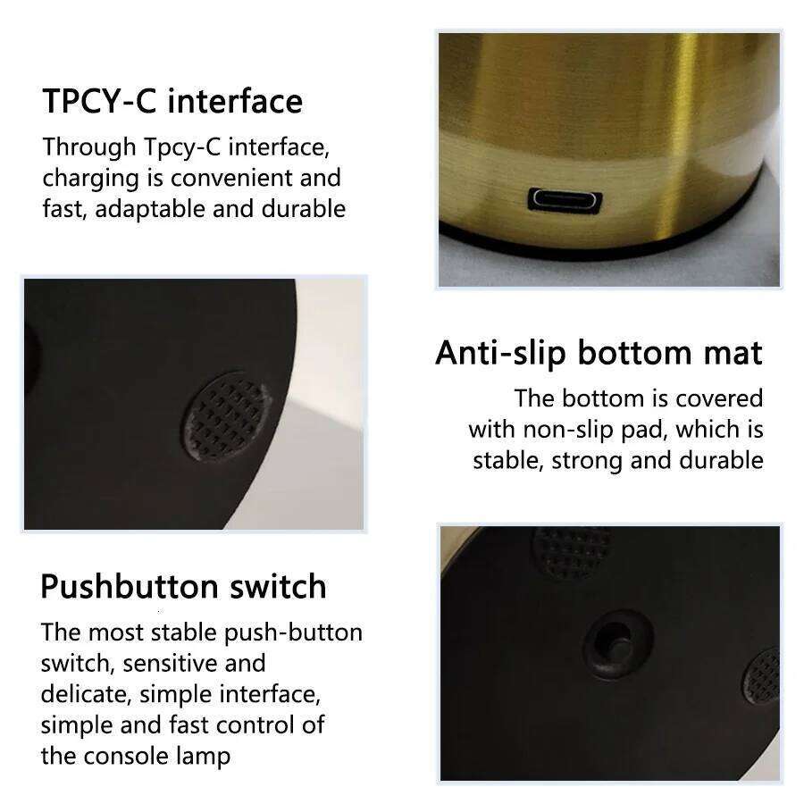 Retro Bar Mushroom Table LED Touch Sensor Three Color Dimming Desktop Night Light Rechargeable Reading Lamp Z260227