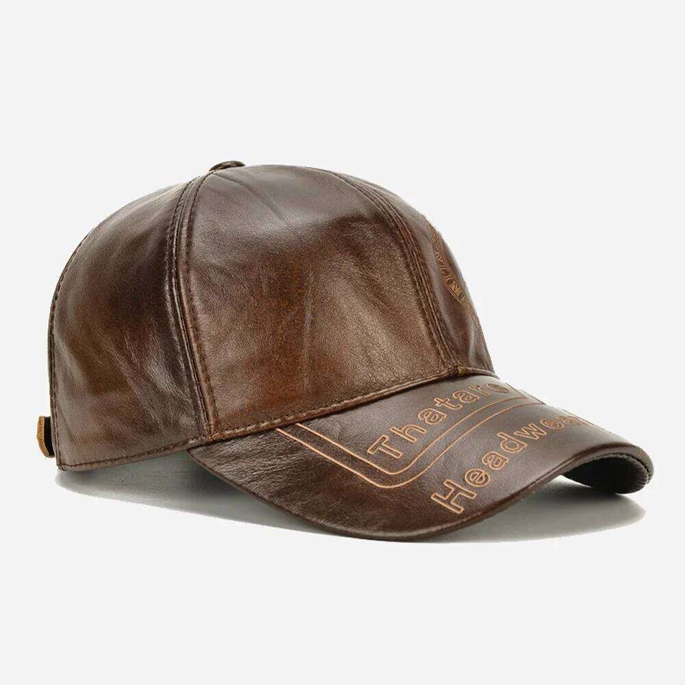 Tax excluded, add at checkout if applicable Fashion Men Genuine Cowhide Baseball Cap Casual Real Leather Hat Autumn Wint Z260226