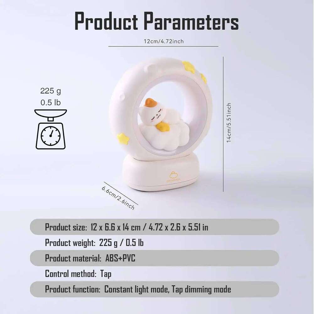 LED Moon Night Light Cute Animal Cartoon Rabbit Lamps USB Rechargeable Warm Bedroom Decoration Sleeping Lights Z260227