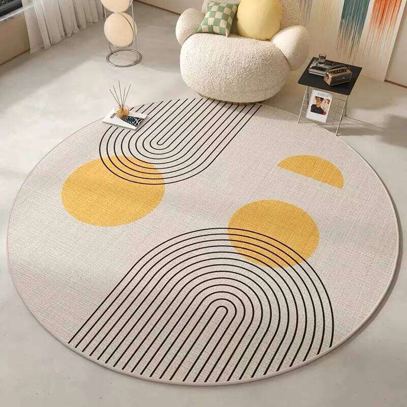 Nordic Style Round Flannel Carpet for Living Room, Bedroom Soft Waterproof Floor Mat, Makeup Mirror Rug, Office H260226