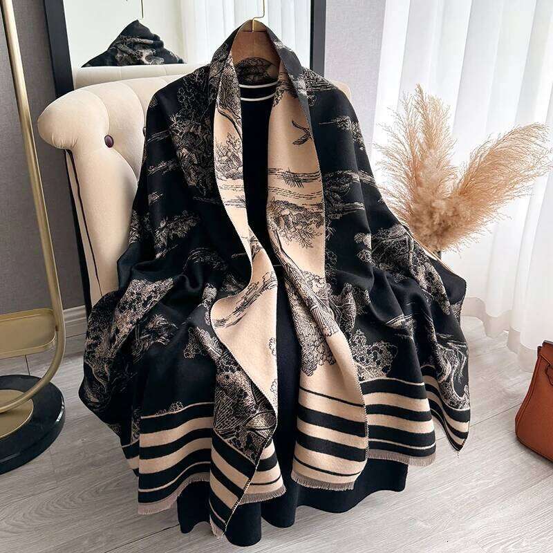 2025 Warm Luxury Cashmere Scarf Women Thick Print Fashion Shawl and Wraps Ladies Blanket Foulard Winter Pashmina Bandana Bufanda Z260226