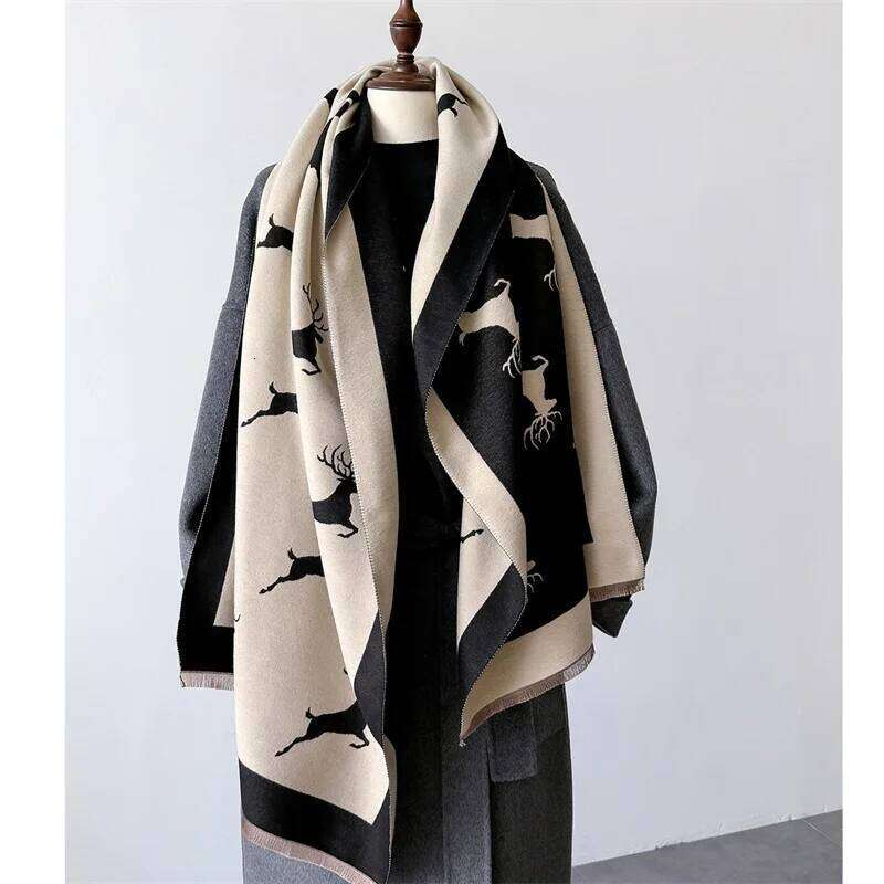 Luxury Brand Cashmere Women Animal Scarf Winter Warm Shawl and Wrap Bandana Pashmina Female Foulard Square Thick Blanket Poncho Z260226