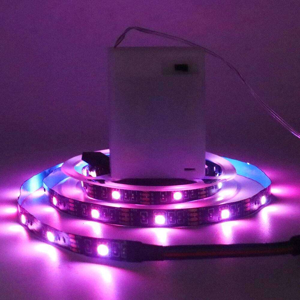 5V 5050 2835 RGB LED Strip Light Battery Power Remote Control 30 60 Leds Flexible Tape Waterproof Home Decoration 0.5m 1m 2m 5m Z260226