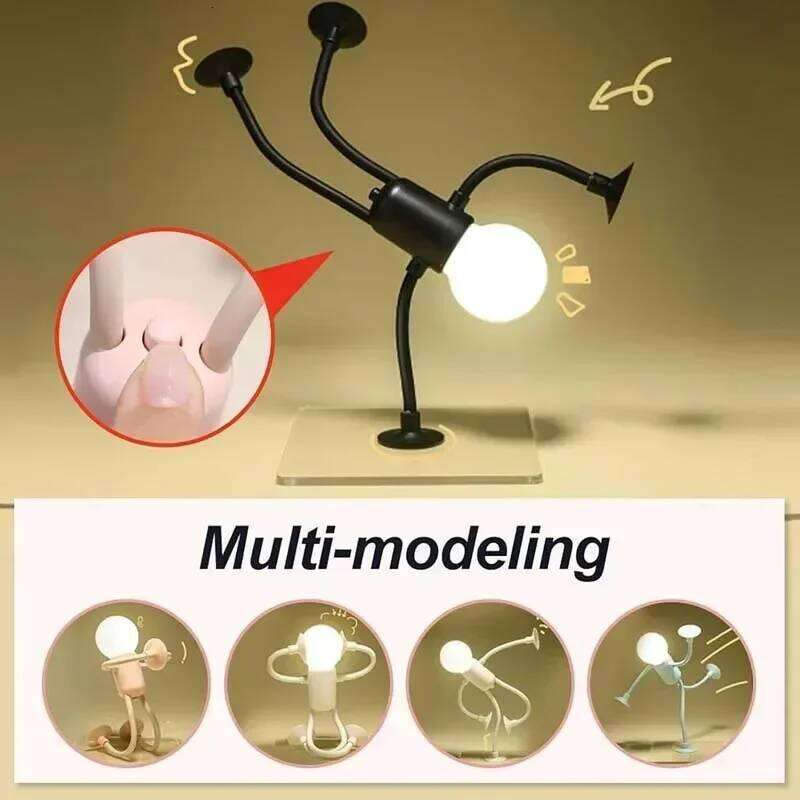 Creative Bedroom Table Lamp Cute and Funny Night Wistable Vacuum Adsorption Mini Light Gift for Girls Stress-Relieving Toy Z260227