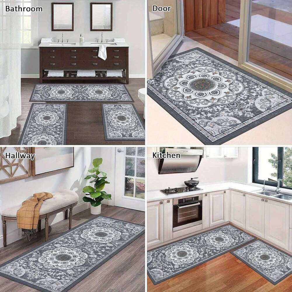 3 pcs set floor mat Bohemian style rugs carpet Non-slip comfortable washable kitchen decoration office bedroom corridor H260226