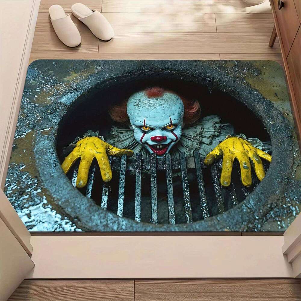VIKAMA Horror 3d Stereo Clown Carpet Non-Slip Bathroom Entrance Dirt-Resistant Door Mat Halloween Decorations H260226