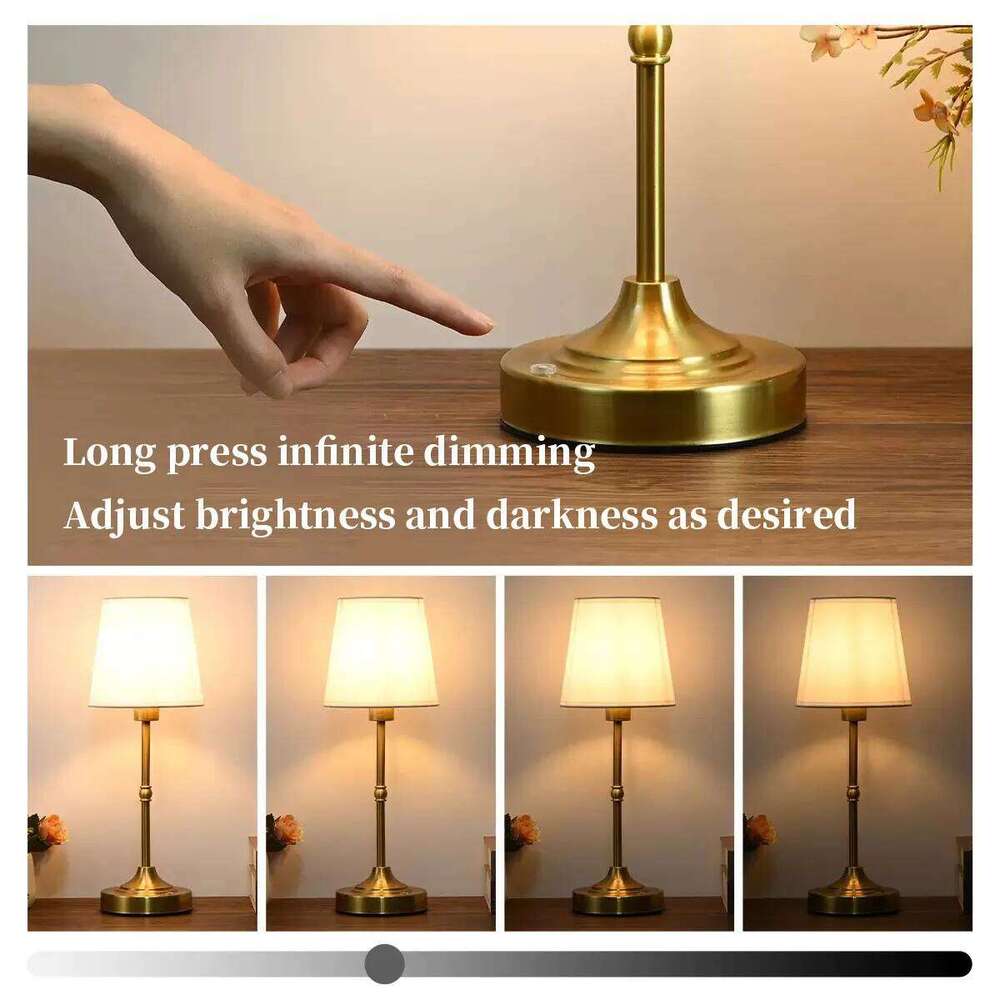 Cordless Table Rechargeable Battery Lamp with 3-Level Dimmable Fabric Touch Bedside Lamps for Bedroom, Living Room Z260227