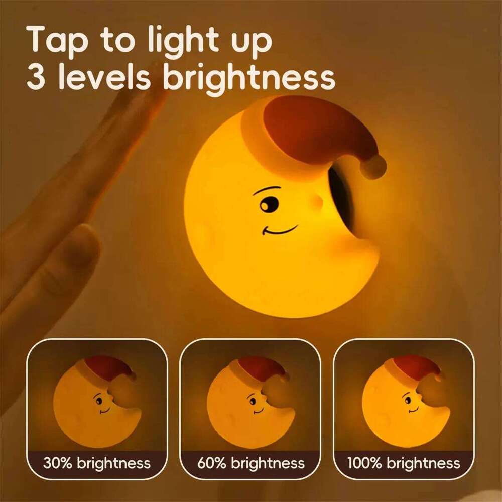 Rechargeable Silicone Led Night Light Wall Lamp Decorative Portable For Bedroom Cute Moon Bedside Baby Dimmable Nursery Sleeping Z260227
