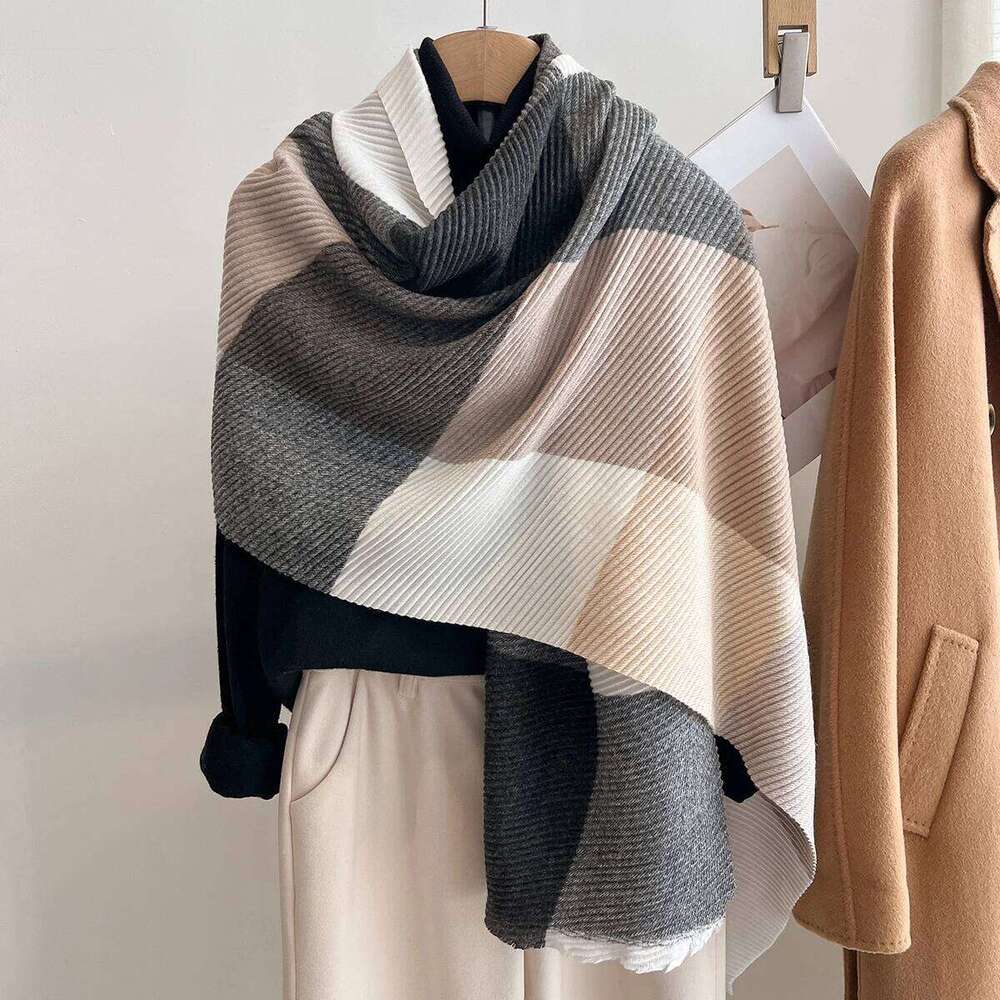 Women Winter Cashmere Scarf 2025 Stripe Pashmina Luxury Brand Shawls and Wraps Bufanda Hijab Travel Stoles Echarpe Warm Blanket Z260226