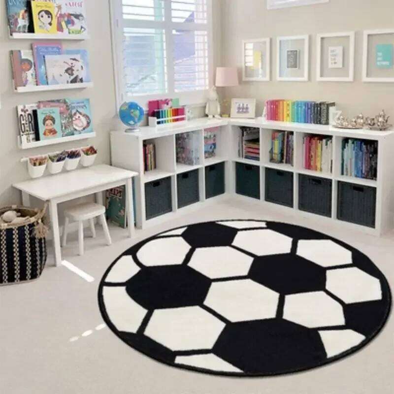 Imitation Cashmere Round Floor Football Small Baby Bedroom Living Room Bathroom Carpet Children Crawling Mat H260226