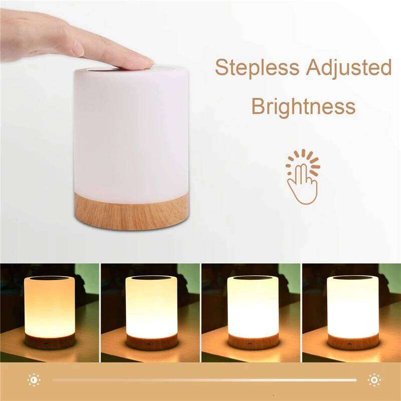 Light Touch Sensor Bedside Table Rechargeable Dimmable RGB Color Desktop Night Lamp For Room Children Kids Gift Z260227