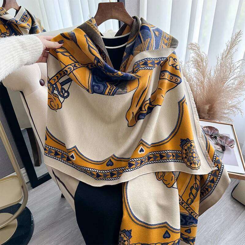 2025 New Brand Luxury Warhorse Scarf for Women Warmer Winter Cashmere Pashmina Scarves Shawls Female Thick Blanket Wraps Foulard Z260226