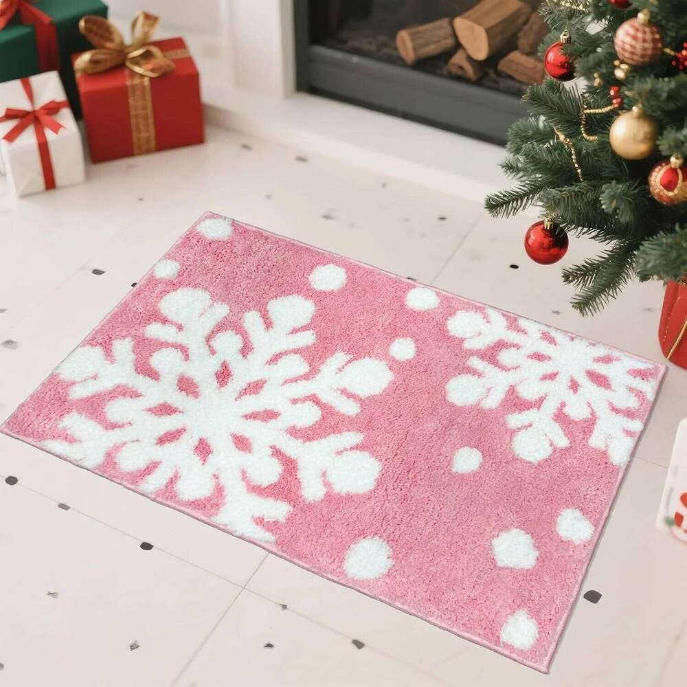VIKAMA Christmas Absorbent Snowflake Bathroom Shower Anti-Slip Mat Entrance Door Decorative Rug Home Decor H260226