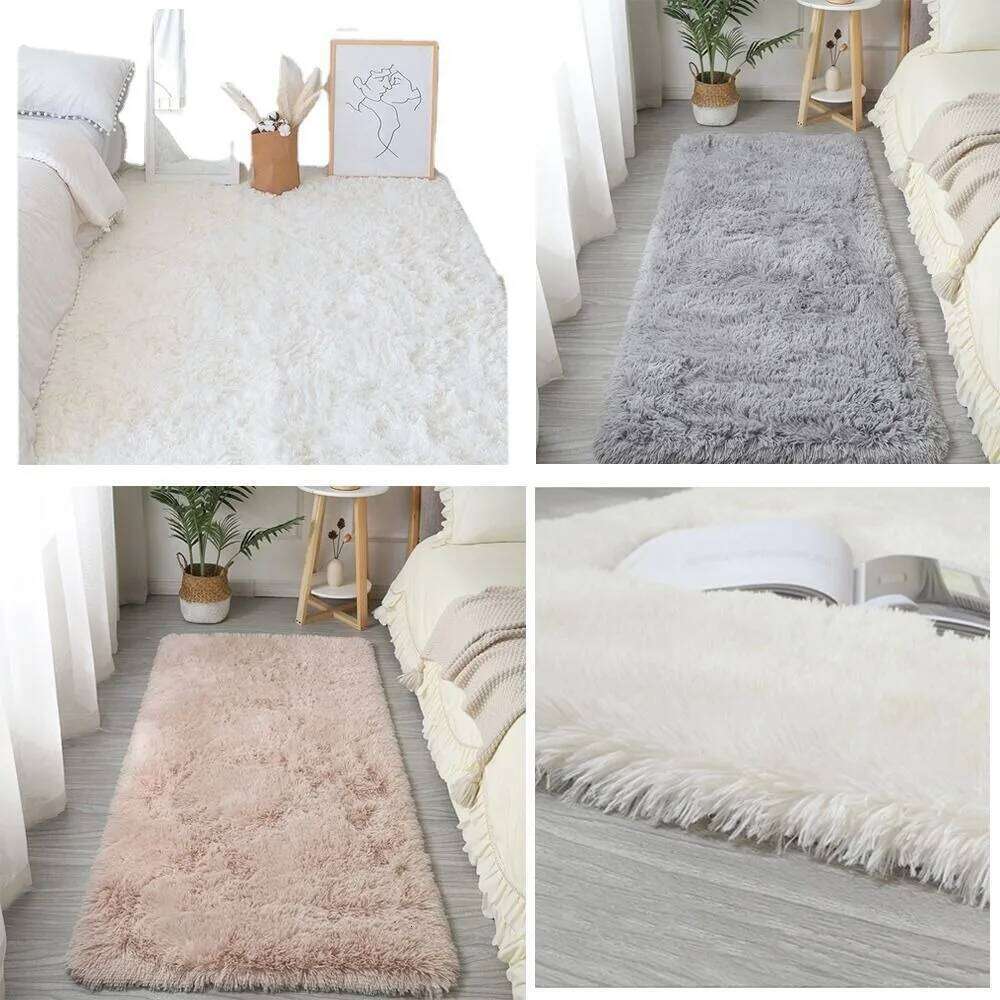 New Imitation Wool Bedside Rugs Floor Protection Washable Sofa Cushion Non Slip Long Hair Carpet Home Decor H260226