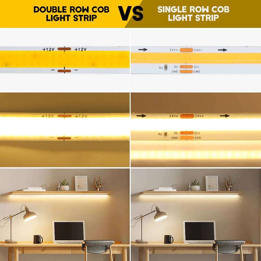 600Leds/M Double Row COB Strip DC 12V 24V High Brighter RA85 Warm/Natural White 3000K 4000K 6000K Flexible Ribbon Rope LED Light Z260226