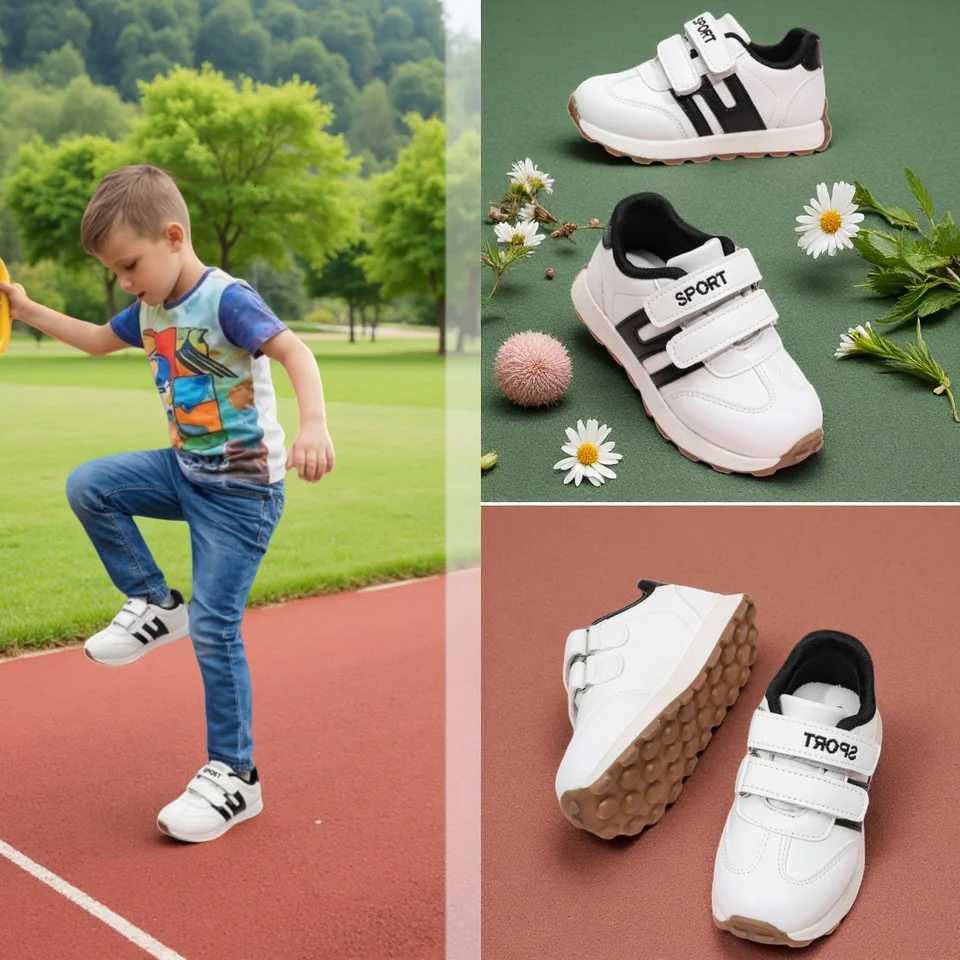 COMFY KIDS Classic Velcro Sneakers Non-Slip Soft Rubber Sole Toddler Walking Shoes for Boys Girls Casual Sport White ShoesT260227