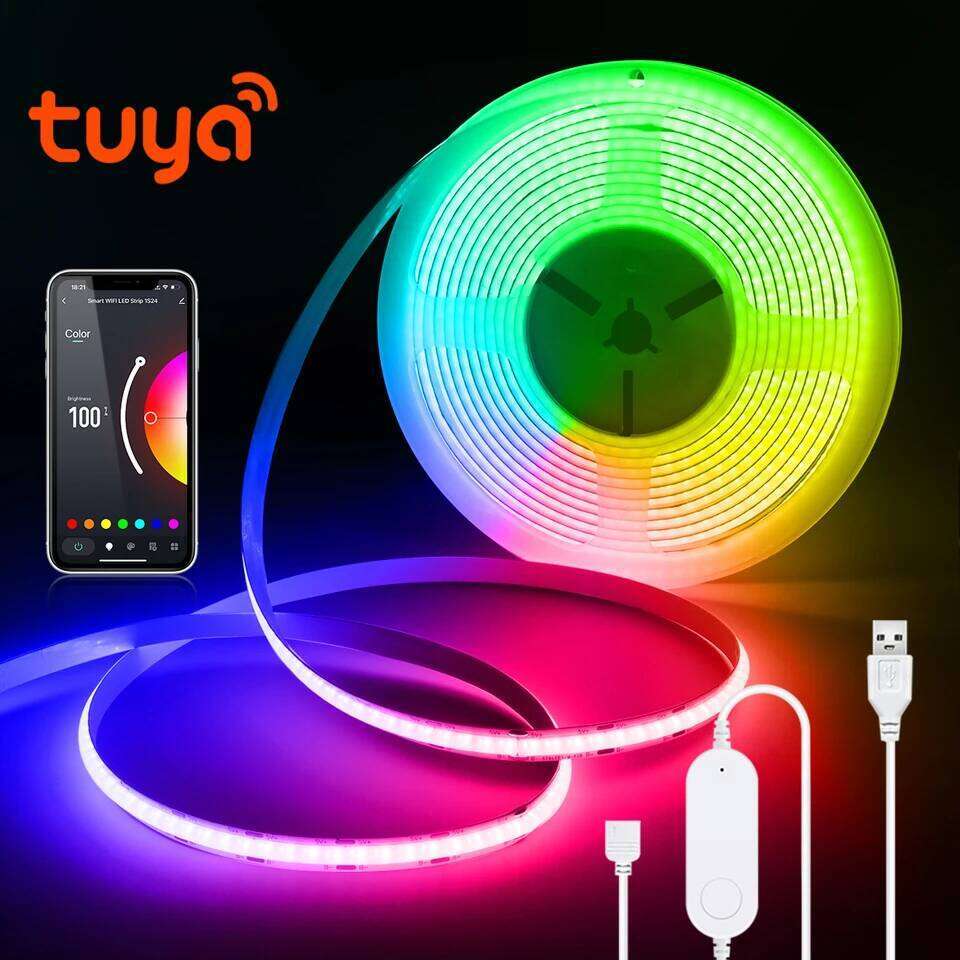 RGB COB LED Strip Light 5V USB FOB Tape Smart Tuya WiFi App Remote Control Flexible Ribbon Room Decor Work For Alexa Google Home Z260226