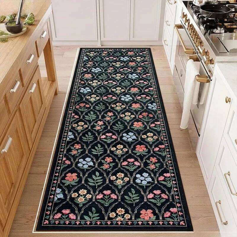 Colorful Floral Long Runner Rug Multi Use for Entryway Bedroom Balcony Camping Soft Durable Non Slip Home Decoration Carpet H260226