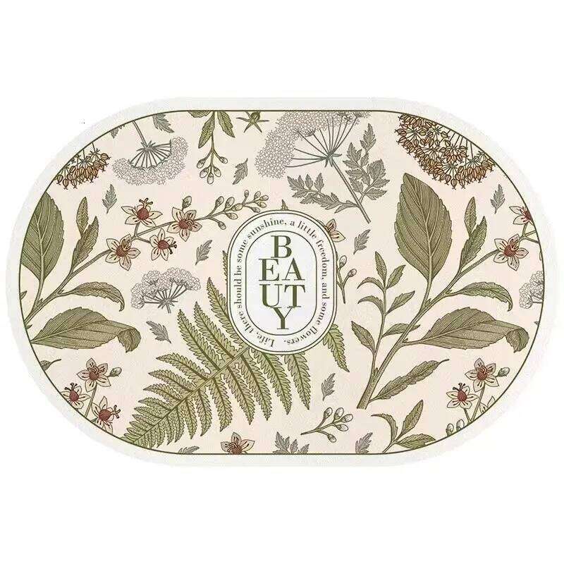 VIKAMA 40X60CM Oval Crystal Velvet Carpet Garden Flower Style Bathroom Toilet Living Room Door Non-Slip Mat H260226