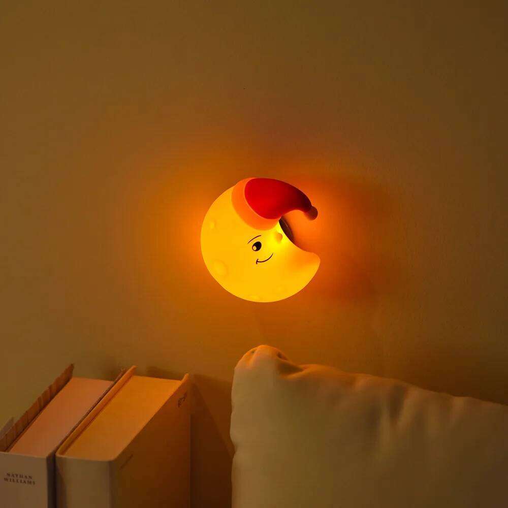 Mini LED USB rechargeable cartoon stars moon silicone night touch soft light wall lamp children's gift Z260227
