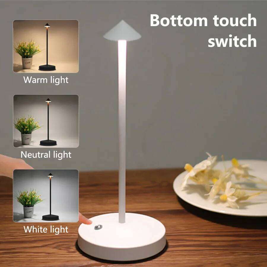 Rechargeable LED Table Touch Sensor Night Desk Lamp for Restaurant Hotel Bar Bedroom 3 Color Temperatures Stepless Dimming Z260227