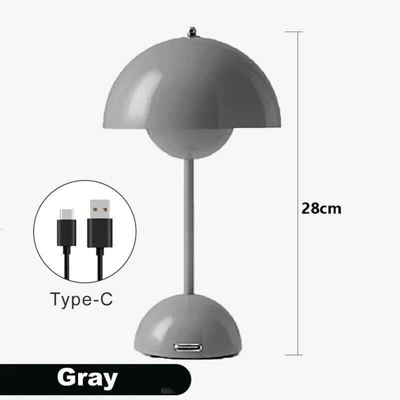 -ABAB Mushroom Flower Bud Rechargeable LED Table Lamp Desk For Bedroom Dining Touch Night Light Simple Modern Decoration Z260227