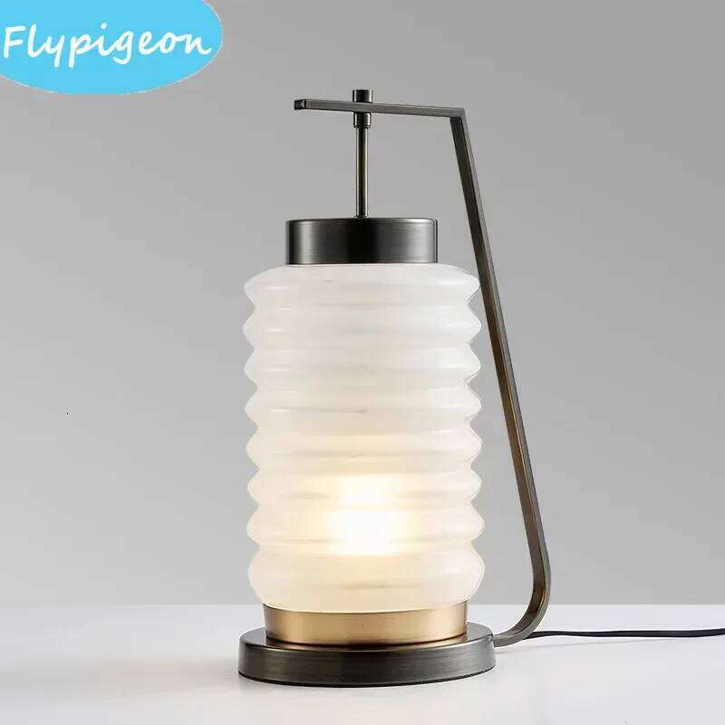 Lantern Luxury Art Glass Table Lamp Modern Creative Simplicity for Living Room Bedroom Office Hotel Night Light Z260227