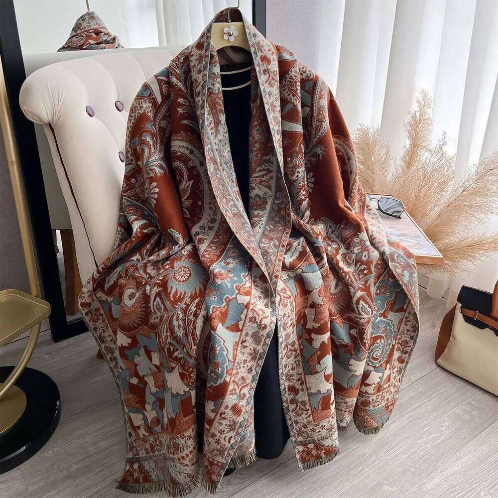 2024 Winter Imitation Cashmere Scarf Women Design Outdoor Warm Pashmina Blanket Scarves Female Shawl Wraps Thick Foulard Bufanda Z260226