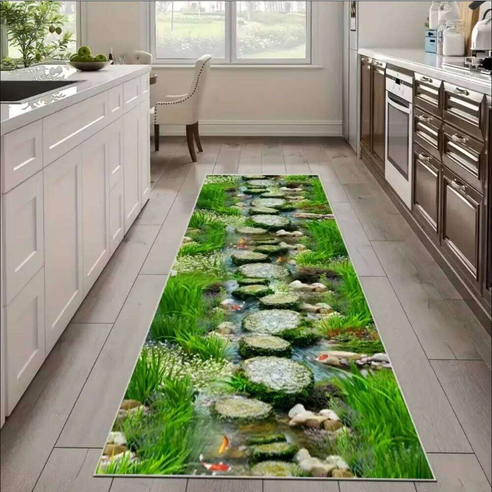 Fun Bridge Flowing Theme Carpet Anti Slip Easy To Clean and Durable Perfect for Kitchen Corridor or Vacation Home Rugs Mat H260226