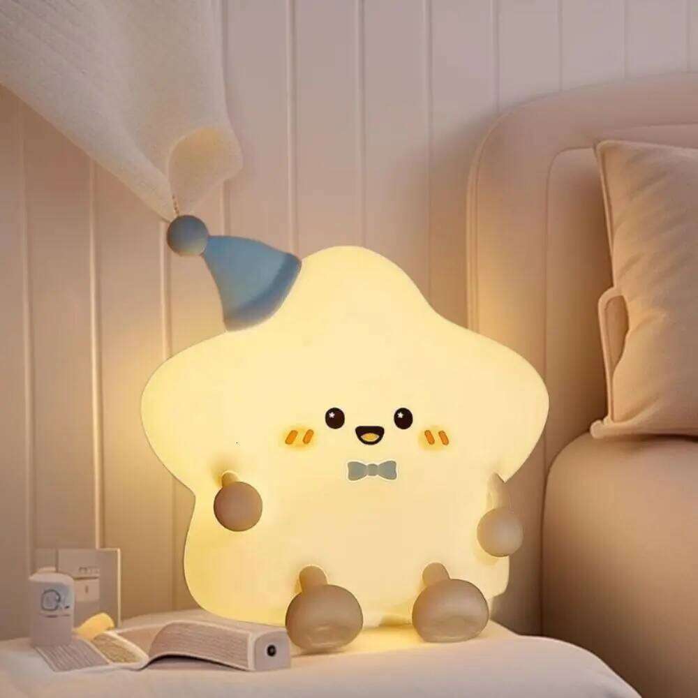 Rechargeable USB LED Star Night Colorful Soft Silicone Touch Table Lamp Glowing Effect Remote Control Bedside Light Z260227