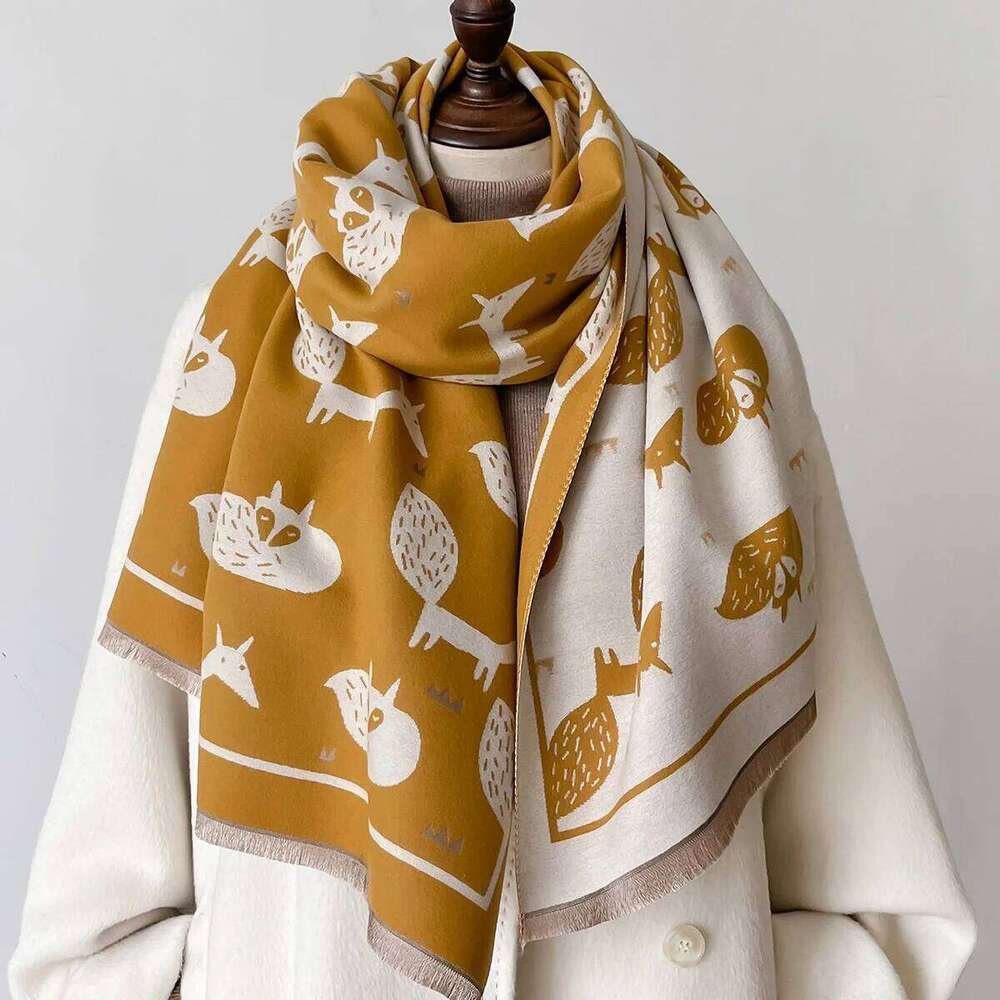 Warm Cashmere Scarf Women Shawl Fox New Wraps Luxury Thick Blanket Winter Bufanda Pashmina Female Travel Poncho Stoles Z260226