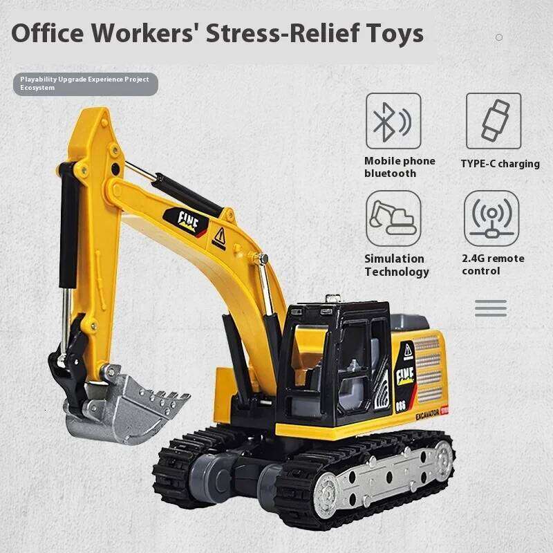 New 1/64 Desktop Control Engineering Vehicle Series 2.4g Rc Decompression Toy Boy Excavator Mini Remote H260227