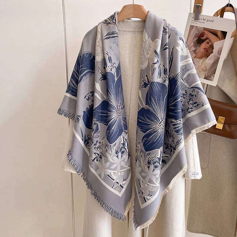 New Fashion Cashmere Women Two-sided Large Square Scarf Winter Warm Shawl and Wrap Bandana Pashmina Female Foulard Thick Blanket Z260226