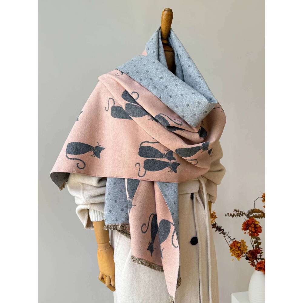 Women's Autumn Winter Warm Faux Cashmere Scarf Jacquard Shawl Wrap Cozy Blanket Neck Protection Z260226