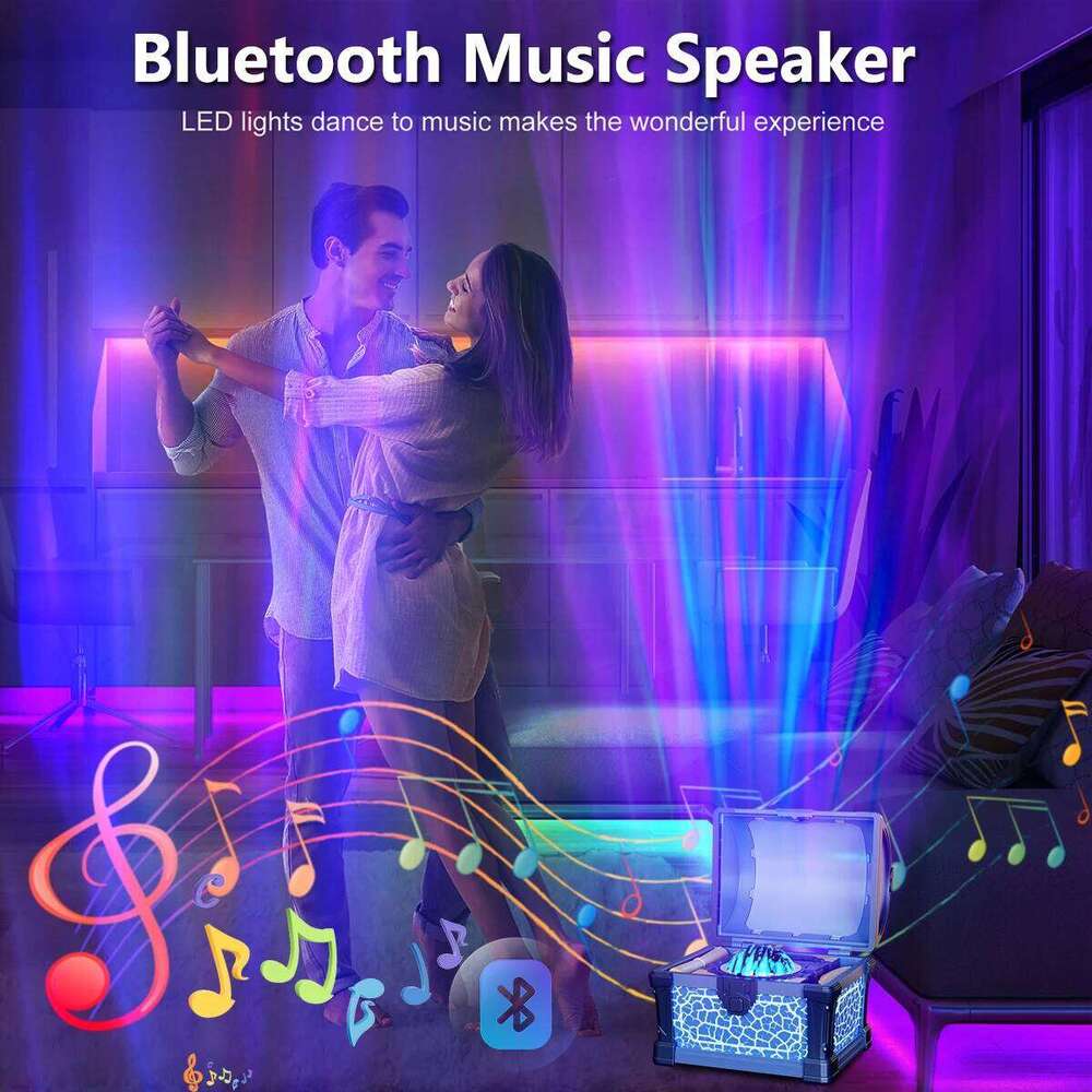 Galaxy Treasure Chest Northern Lights Projector Star Aurora Night Light for Bedroom with Bluetooth White Noise Timer Z260227