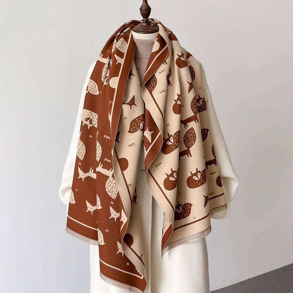 Warm Cashmere Scarf Women Shawl Fox New Wraps Luxury Thick Blanket Winter Bufanda Pashmina Female Travel Poncho Stoles Z260226