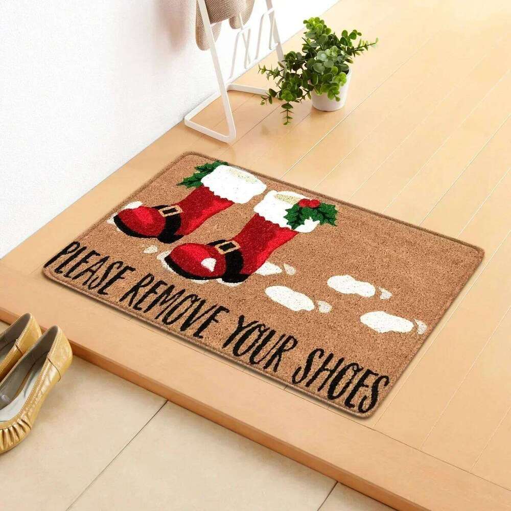 VIKAMA Merry Christmas Welcome Doormat Winter Non-Slip Rubber Backed Floor Mat for Home Indoor Outdoor Entrance Decoration H260226