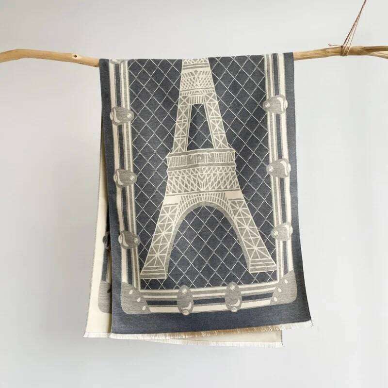 Luxury Eiffel Towe Warm Poncho Cashmere Scarf Women Winter Shawl Wraps Female Thick Pashmina Blanket Bufanda Travel Echarpe Z260226