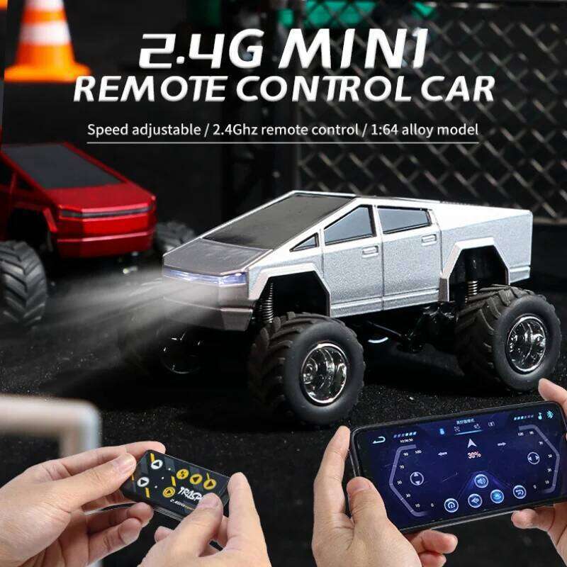 1:64 Remote With Trailer Mobile Gravity-Sensing Control MINI Alloy Cybertruck Pickup Model Car Toy for Boy Gift H260227