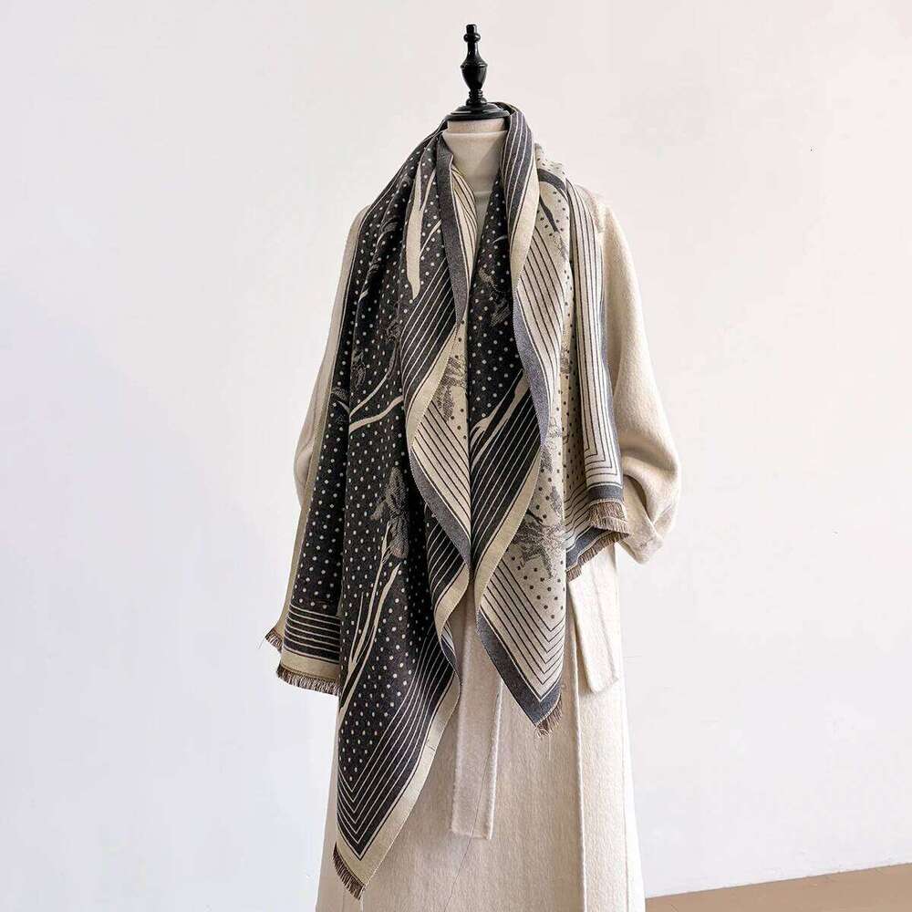 2025 Elegant Ladies' Jacquard Pashmina Cashmere Winter Thick Warm Two-Sided Shawl Coldproof Windproof Blanket Scarf Z260226