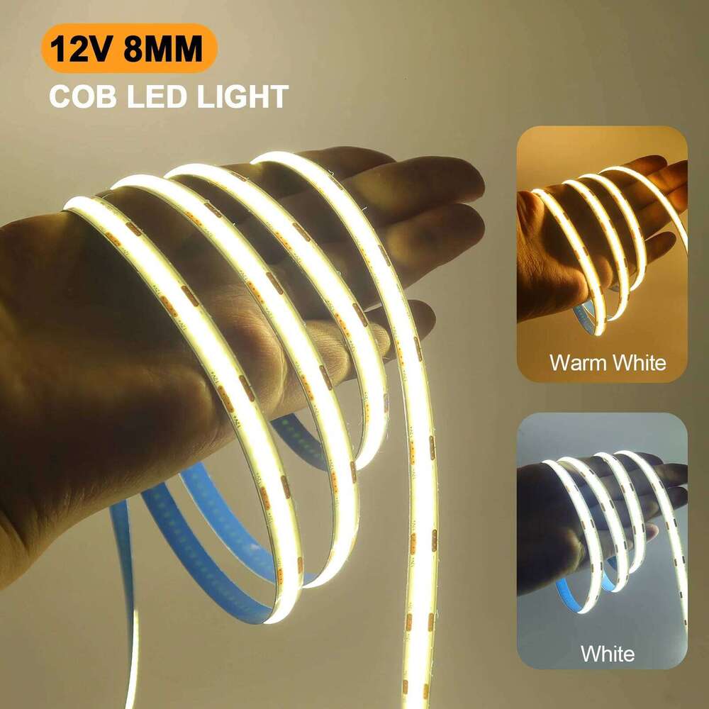 DC 12V 24V COB Strip 320Leds/M White/Pink /Yellow /Ice Blue /Red /Green Self-adhesive Home Decor Flexible Ribbon Rope LED Light Z260226