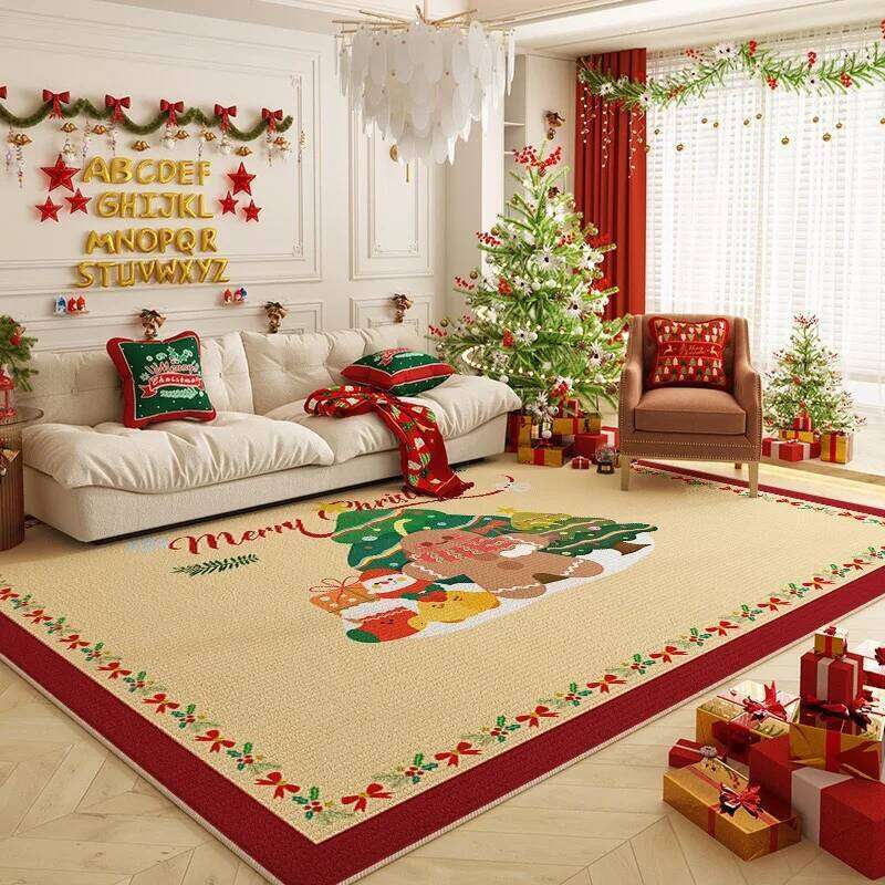 VIKAMA1PC Christmas Cartoon Crystal Velvet Carpet Is Dirt Resistant And Easy To Care For Bedroom Living Room Mat Home Decor H260226