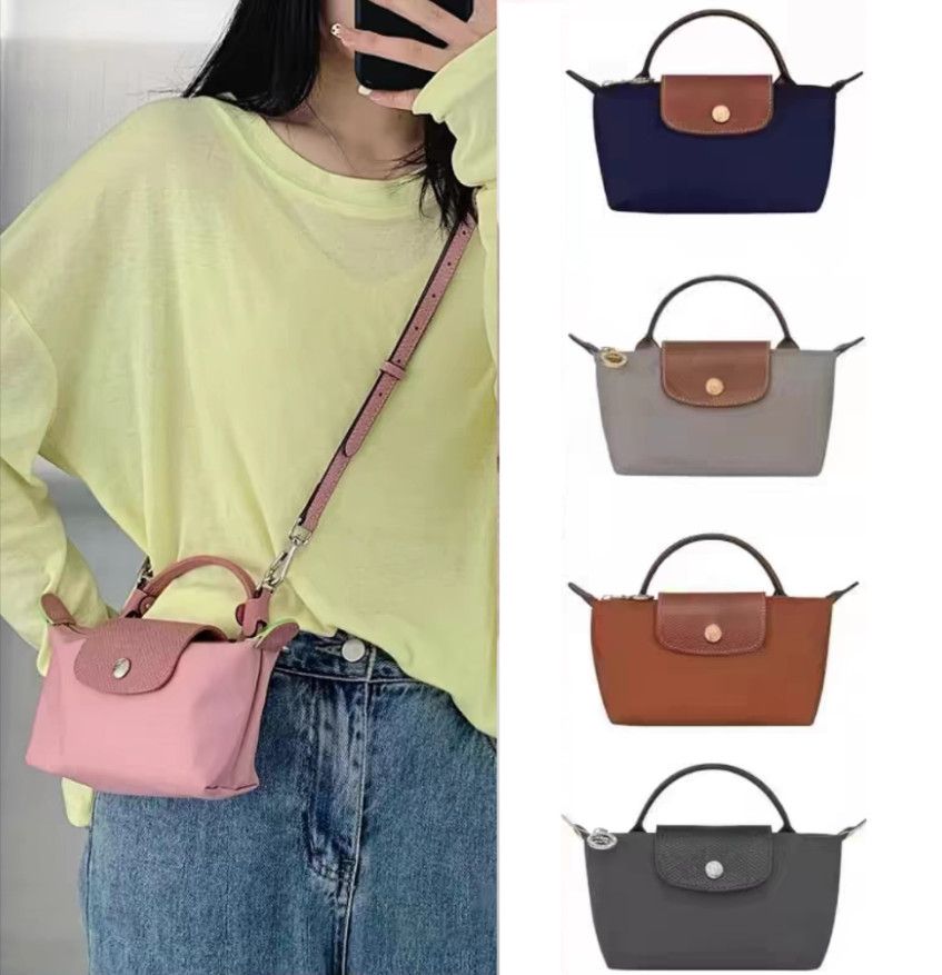 Long Designer Shoulder Bags Mini Hobos Crossbody Bag Short Handle Button Zipper Canvas Real Leather Lightweight Nylon Small Totes Top Handle Travel Phone Bags